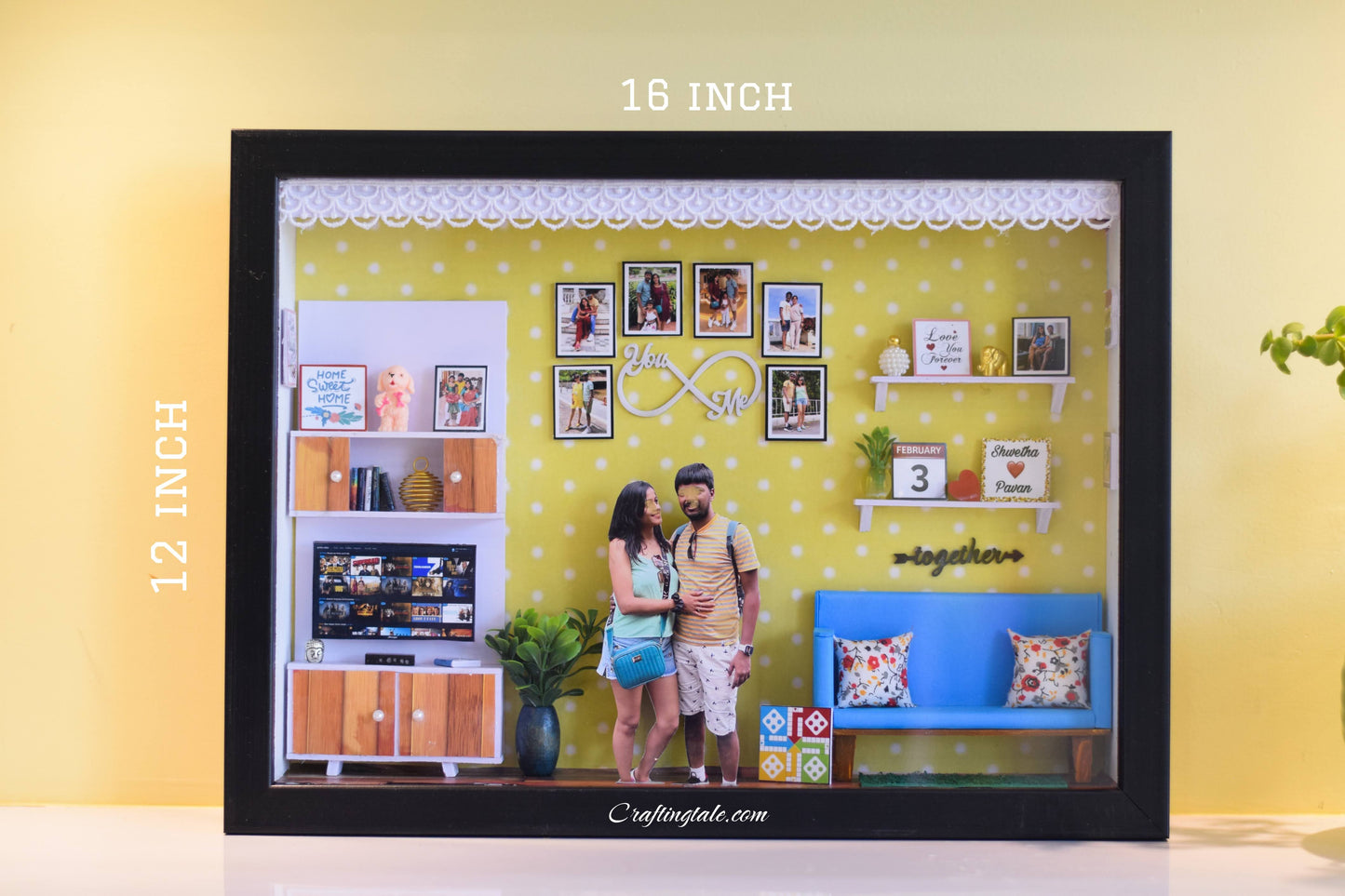 gift for couple personalized frame with their photos, special date, names and hobbies