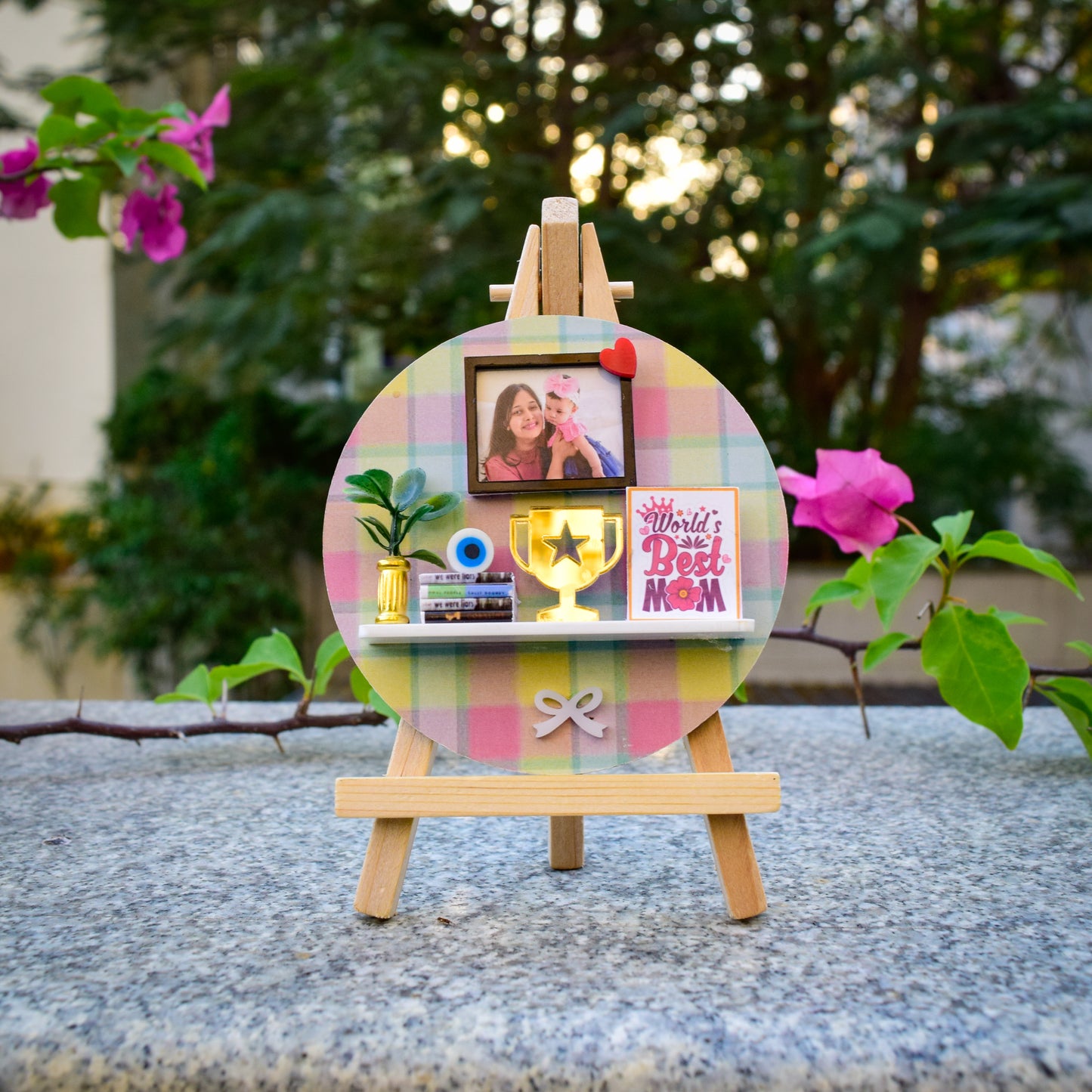 "HAPPY WISHES" MINIATURE SHELF - Mother's Day